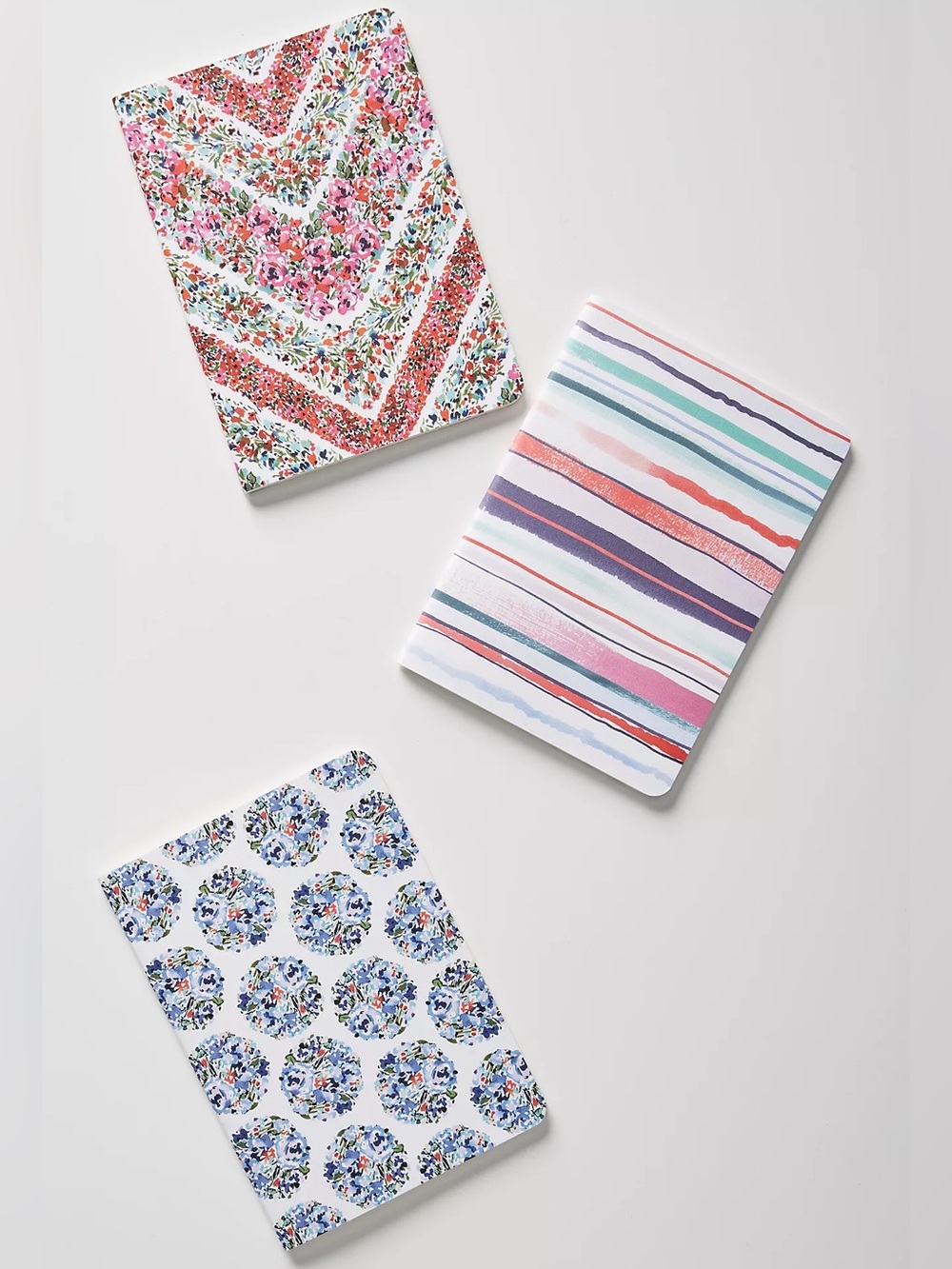 ANTHROPOLOGIE NWT Pippa Journals, Set of 3 • Colorful Mixed Floral Stripe Prints